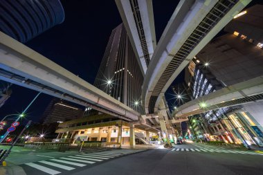 Japonya Tokyo Kavşağı Gece Görünümü