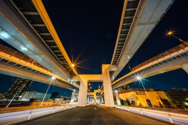 Japonya Tokyo Kavşağı Gece Görünümü