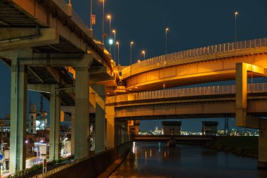 Japonya Tokyo Kavşağı Gece Görünümü