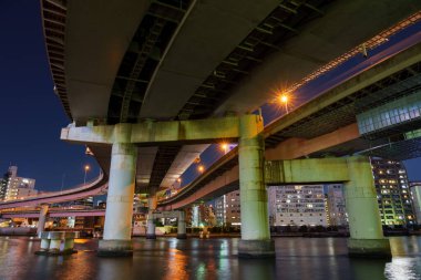 Japonya Tokyo Kavşağı Gece Görünümü