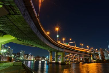 Japonya Tokyo Kavşağı Gece Görünümü