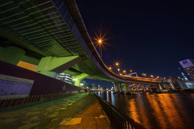 Japonya Tokyo Kavşağı Gece Görünümü