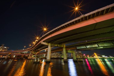 Japonya Tokyo Kavşağı Gece Görünümü