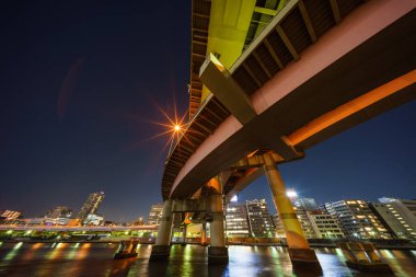 Japonya Tokyo Kavşağı Gece Görünümü