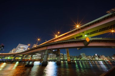 Japonya Tokyo Kavşağı Gece Görünümü