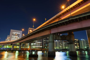 Japonya Tokyo Kavşağı Gece Görünümü