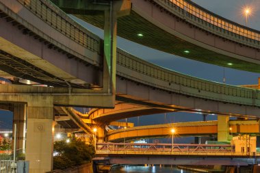 Japonya Tokyo Kavşağı Gece Görünümü