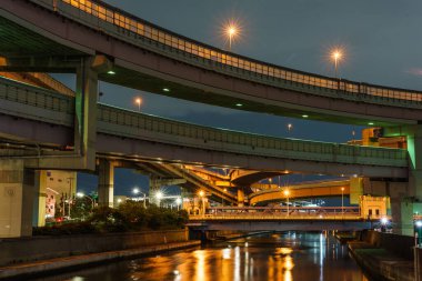Japonya Tokyo Kavşağı Gece Görünümü