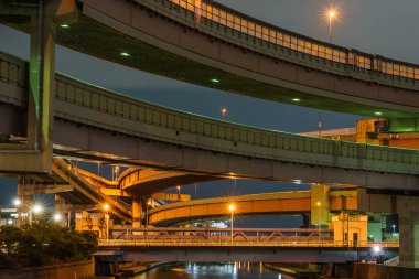 Japonya Tokyo Kavşağı Gece Görünümü