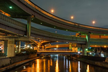 Japonya Tokyo Kavşağı Gece Görünümü