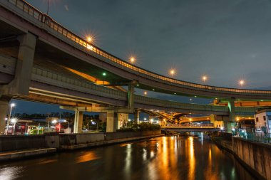 Japonya Tokyo Kavşağı Gece Görünümü