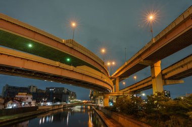 Japonya Tokyo Kavşağı Gece Görünümü