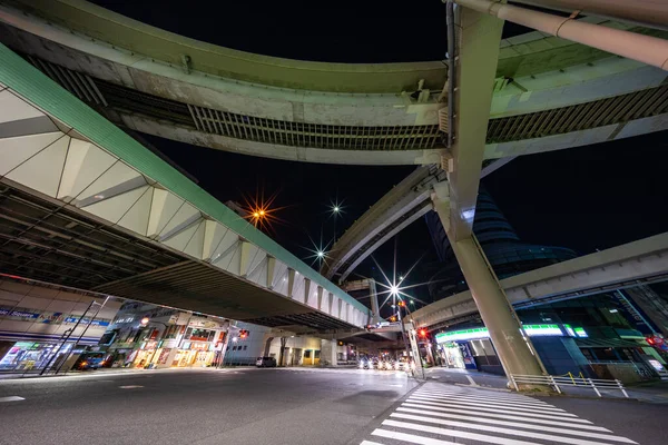 Japonya Tokyo Kavşağı Gece Görünümü — Stok fotoğraf
