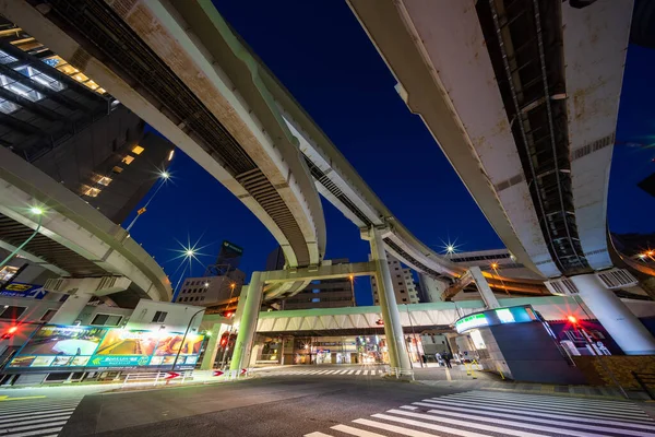 Japán Tokyo Junction Éjszakai Nézet — Stock Fotó