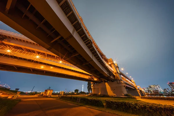 Japonya Tokyo Kavşağı Gece Görünümü — Stok fotoğraf