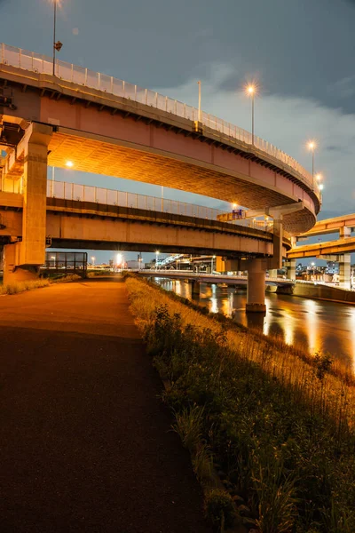 Japonya Tokyo Kavşağı Gece Görünümü — Stok fotoğraf