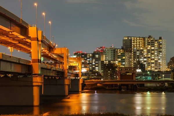 Japonia Tokyo Junction Widok Nocy — Zdjęcie stockowe