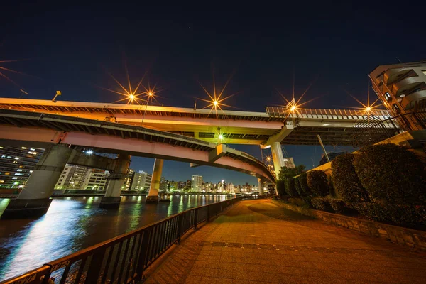 Japão Tokyo Junction Vista Noturna — Fotografia de Stock