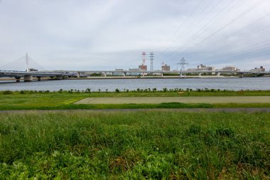 Tokyo Arakawa nehir yatağı manzarası