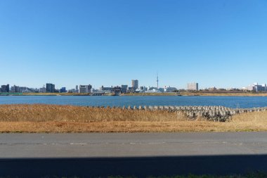 Tokyo Arakawa nehir yatağı manzarası