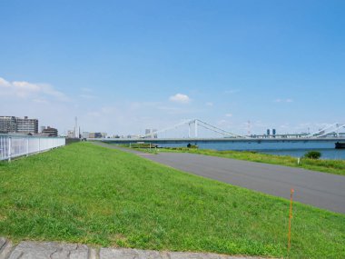 Tokyo Arakawa nehir yatağı manzarası