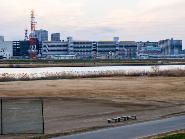 Tokio Arakawa Koryto Rzeki Krajobraz — Zdjęcie stockowe