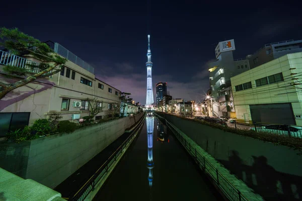 Tokyo Gökyüzü Ağacı Gece Görünümü — Stok fotoğraf