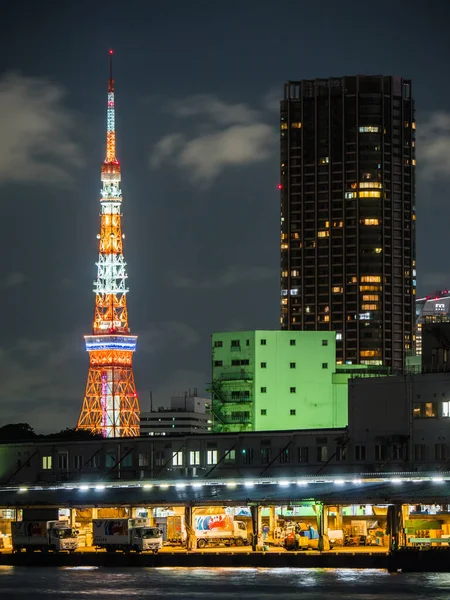 Nachtsicht Auf Den Tsukiji Markt Tokio — Stockfoto