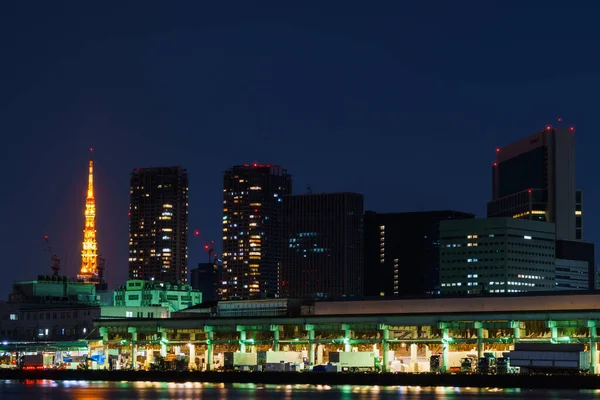 Nachtsicht Auf Den Tsukiji Markt Tokio — Stockfoto
