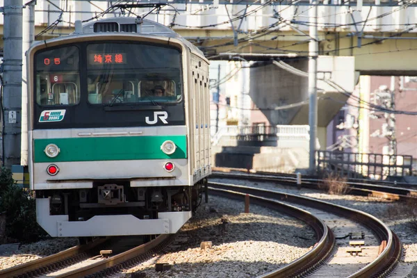 Ιαπωνικό Σιδηροδρομικό Τοπίο Ημέρα — Φωτογραφία Αρχείου