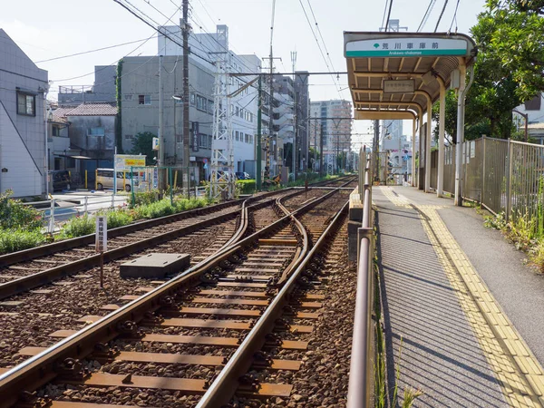 Japán Vasúti Tájkép Nap — Stock Fotó