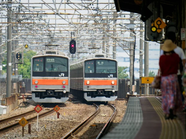 Japán Vasúti Tájkép Nap — Stock Fotó