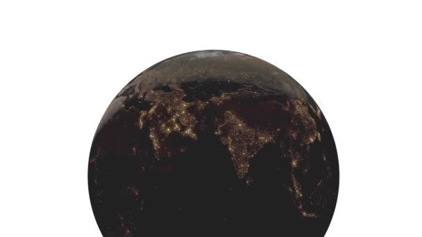 Ziemia Biały Tło Przestrzeń 3Dcg Cyfrowa Animacja Grafika Ruchu — Wideo stockowe