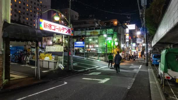 Synthetic Tokyo Snowfall Night View Motion Graphics — Stock Video