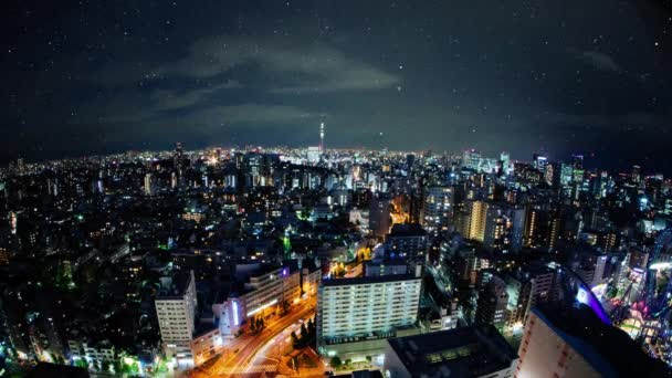 Synthetische Tokyo Schneefall Nacht Ansicht Motion Graphics — Stockvideo