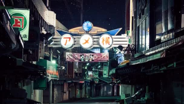 Szintetikus Tokiói Hóesés Éjszakai Nézet Mozgás Grafika — Stock videók