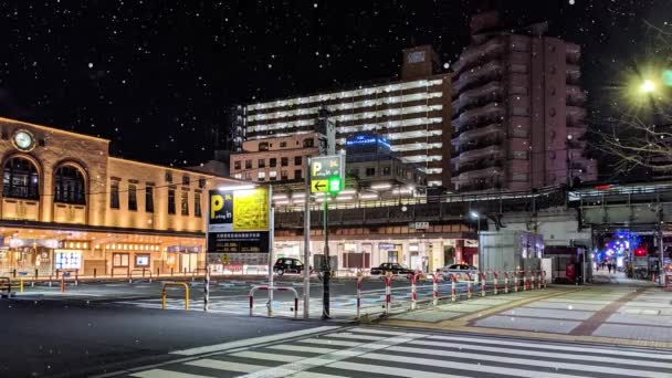 Syntetyczny Śnieg Tokio Noc Widok Ruchu Grafiki — Wideo stockowe