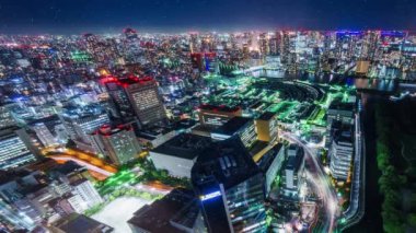 Sentetik Tokyo kar yağışı gece görüntüsü CG hareket grafikleri