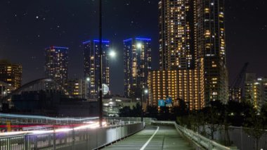 Sentetik Tokyo kar yağışı gece görüntüsü CG hareket grafikleri