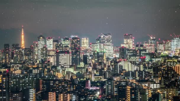 Tokio Sintético Nevada Noche Ver Gráficos Movimiento — Vídeos de Stock