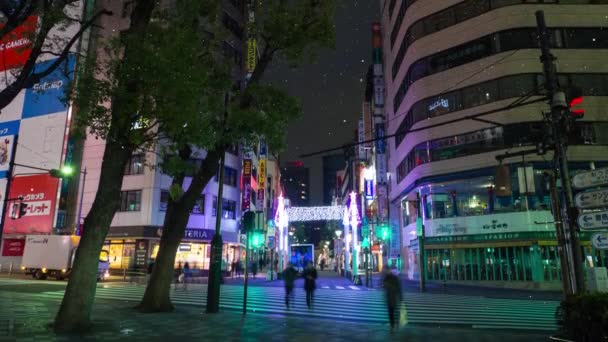 Syntetyczny Śnieg Tokio Noc Widok Ruchu Grafiki — Wideo stockowe