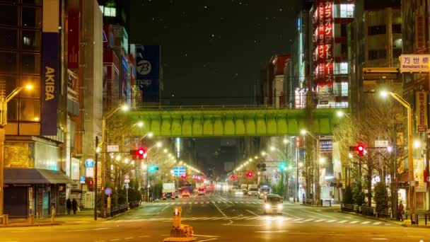 Tokio Sintético Nevada Noche Ver Gráficos Movimiento — Vídeos de Stock