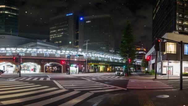 Syntetyczny Śnieg Tokio Noc Widok Ruchu Grafiki — Wideo stockowe