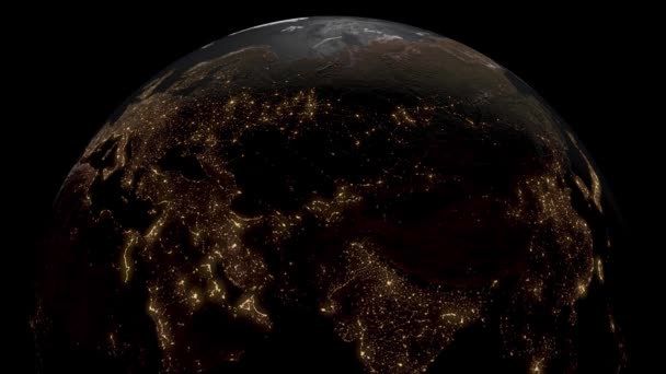 地球黑色背景空间3Dcg数字动画运动图形 — 图库视频影像