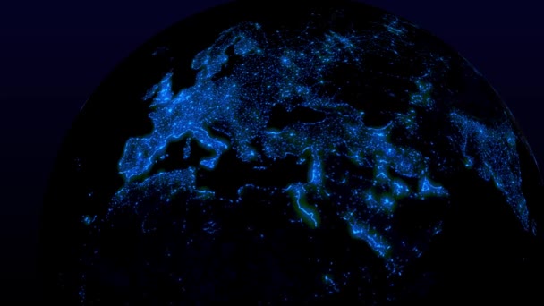 Iluminaciones Tierra Luces Ciudad Espacio Intermitente Gráficos Movimiento 3Dcg — Vídeos de Stock