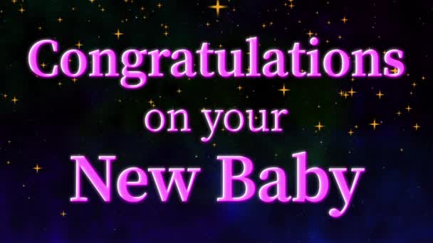 Gefeliciteerd Met Nieuwe Baby Bericht Tekst Animatie Motion Graphics — Stockvideo
