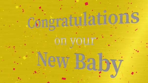 Felicitaciones Por Nuevo Mensaje Bebé Animación Texto Gráficos Movimiento — Vídeo de stock