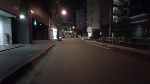 Tokio Noche Ciclismo Guion Cam Grabadora Conducción 2021 — Vídeos de Stock