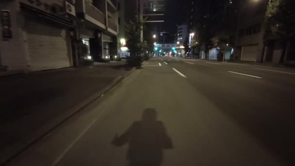 Tokio Noche Ciclismo Guion Cam Grabadora Conducción 2021 — Vídeos de Stock