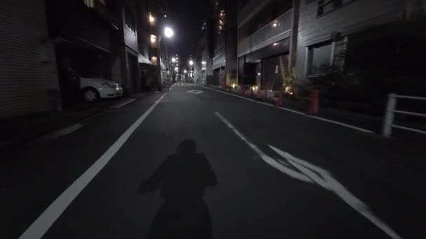 Tokio Noche Ciclismo Guion Cam Grabadora Conducción 2021 — Vídeos de Stock